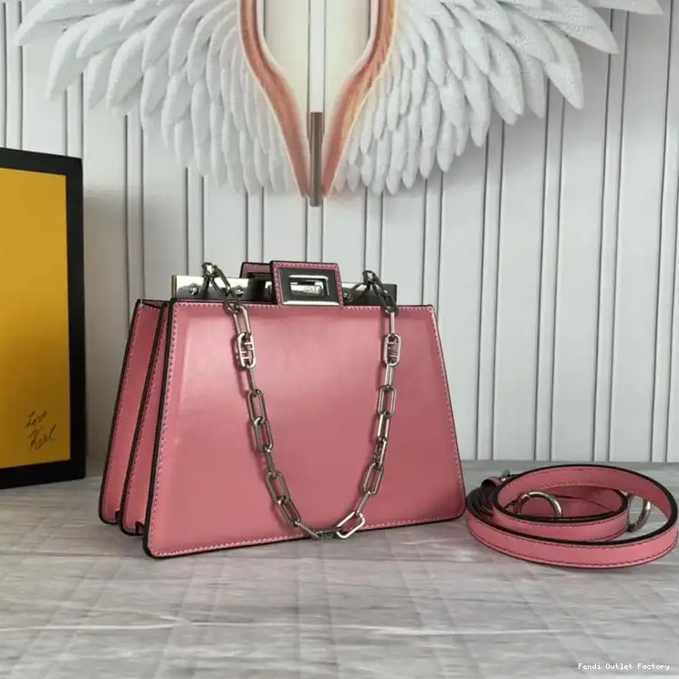 HOT Mini Fendi Peekaboo Cut Leather Bag In Calf White 0505